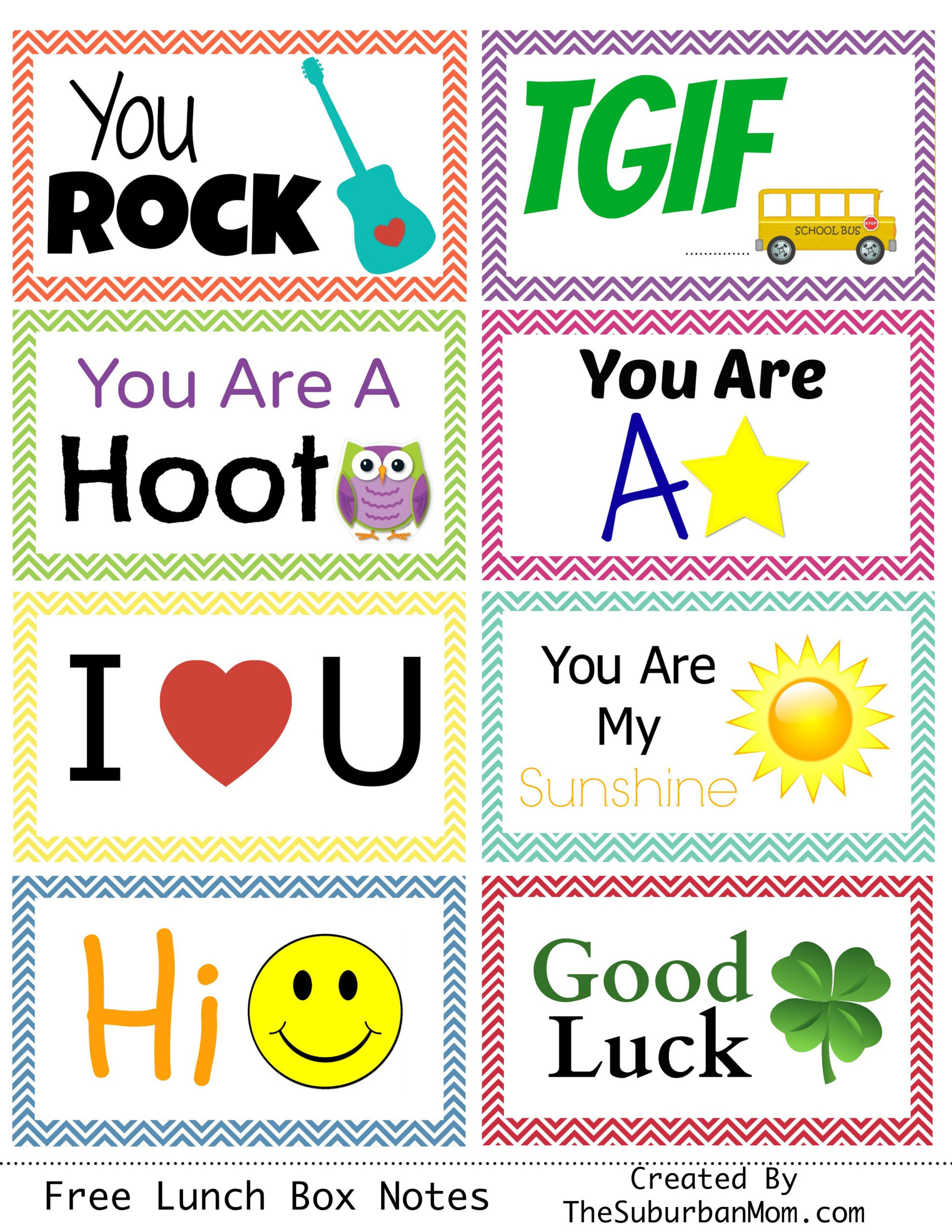 Back To School: Free Printable Lunch Box Notes - Thesuburbanmom with regard to Free Lunch Box Notes Printables
