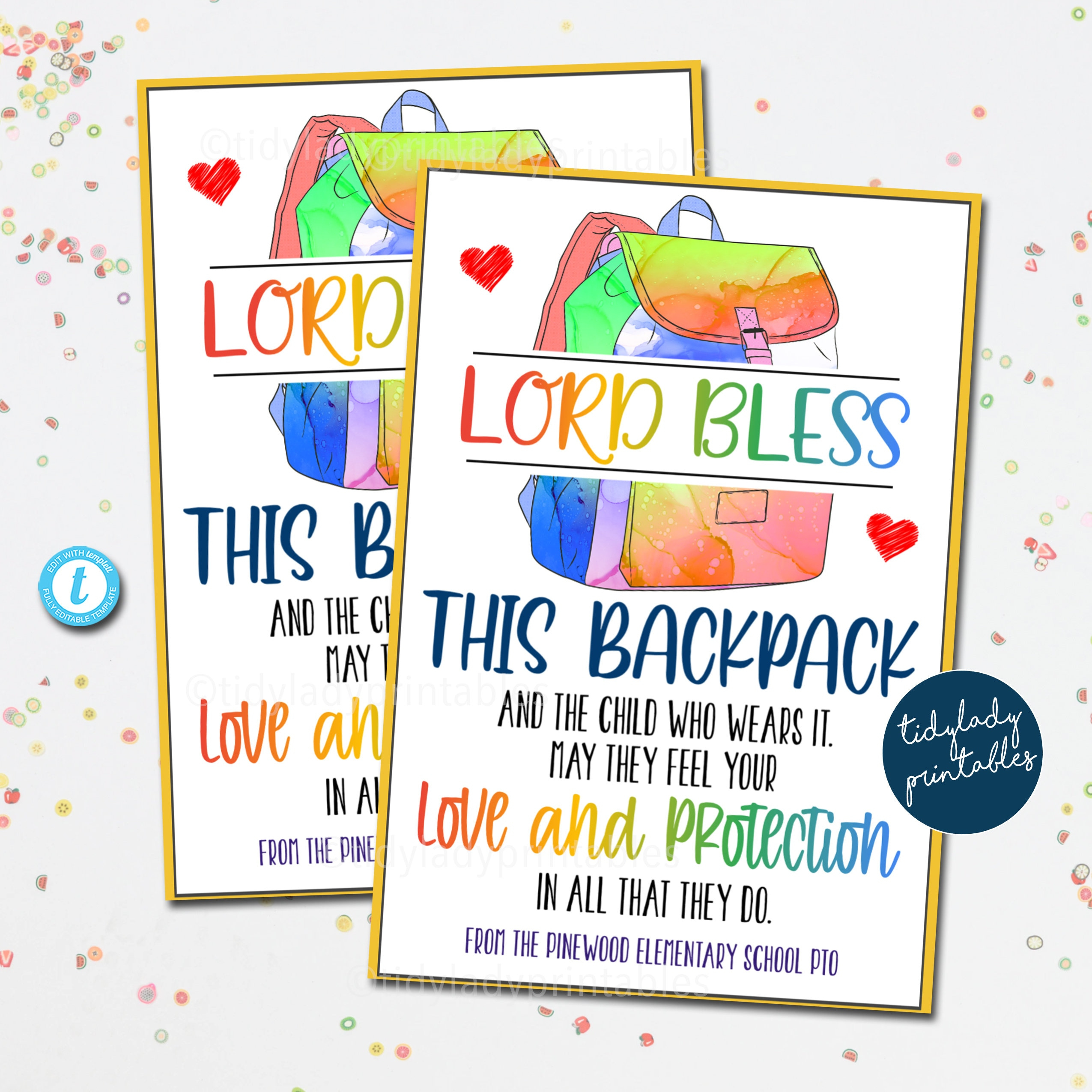 Backpack Blessings Tag, Sunday School Printable, Church Printable within Free Printable Backpack Blessing Tags