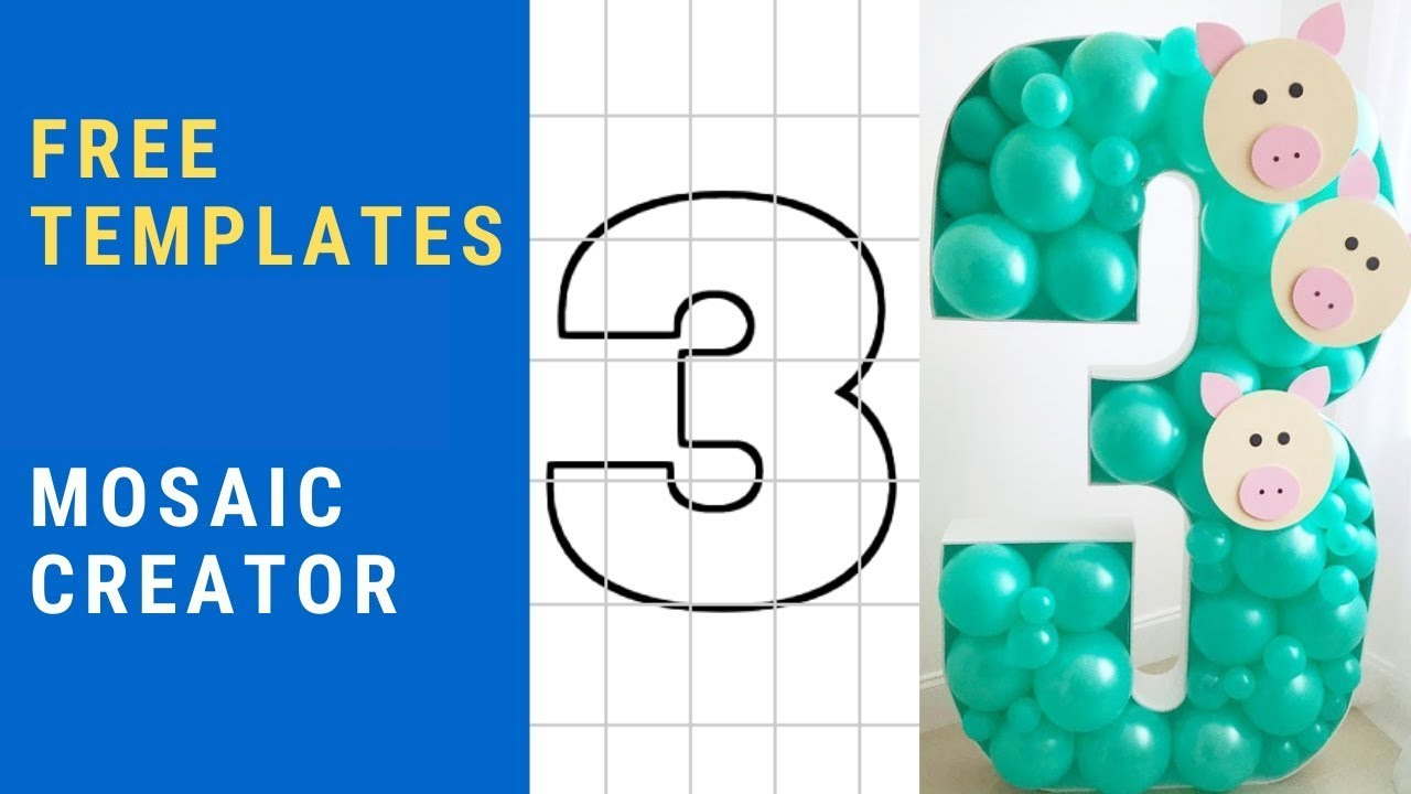 Balloon Number Mosaic Creator With Free Templates | Diy | Tutorial in Printable Marquee Number Template Free