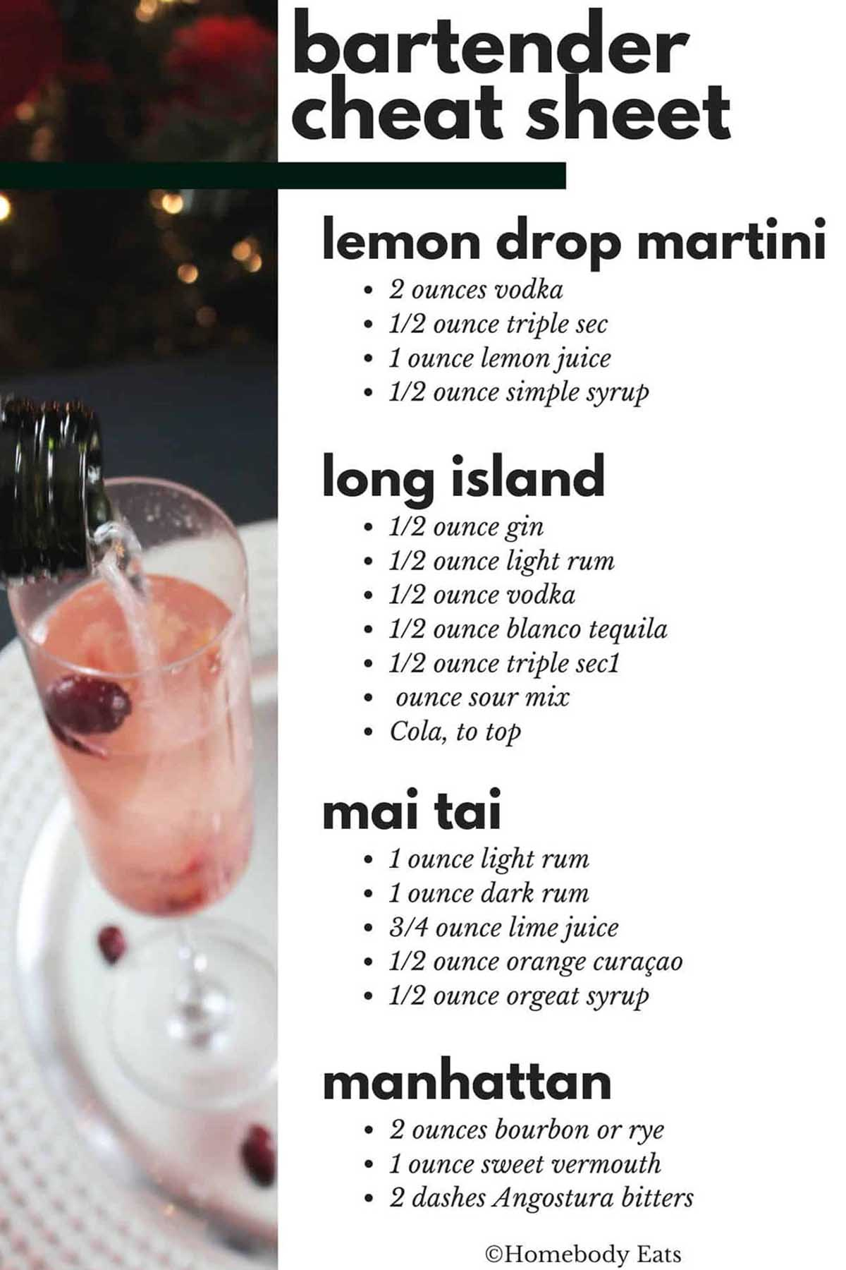 Bartender Cheat Sheet (Free Pdf): 45 Cocktails - Homebody Eats within Free Printable Bartender Cheat Sheet