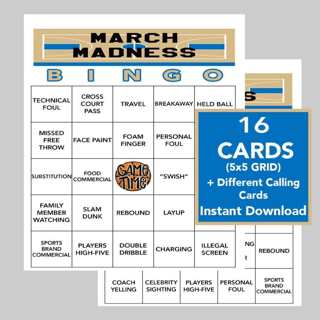 Basketball Bingo | März Madness Bingo | Basketball-Party | Basketball-Geburtstags-Party | Sport Bingo | Sofortdownload | 16 Karten - Etsy.de throughout March Madness Bingo Card