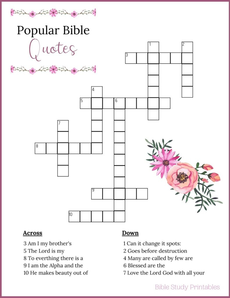 Bible Crossword Puzzles For Learning Scripture with regard to Crossword Puzzle Bible Printable