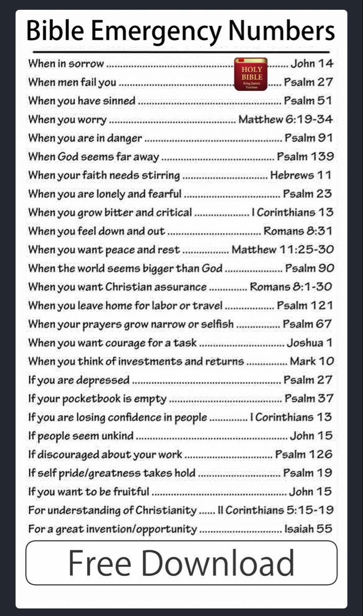 Bible Emergency Numbers in Free Printable Bible Emergency Numbers