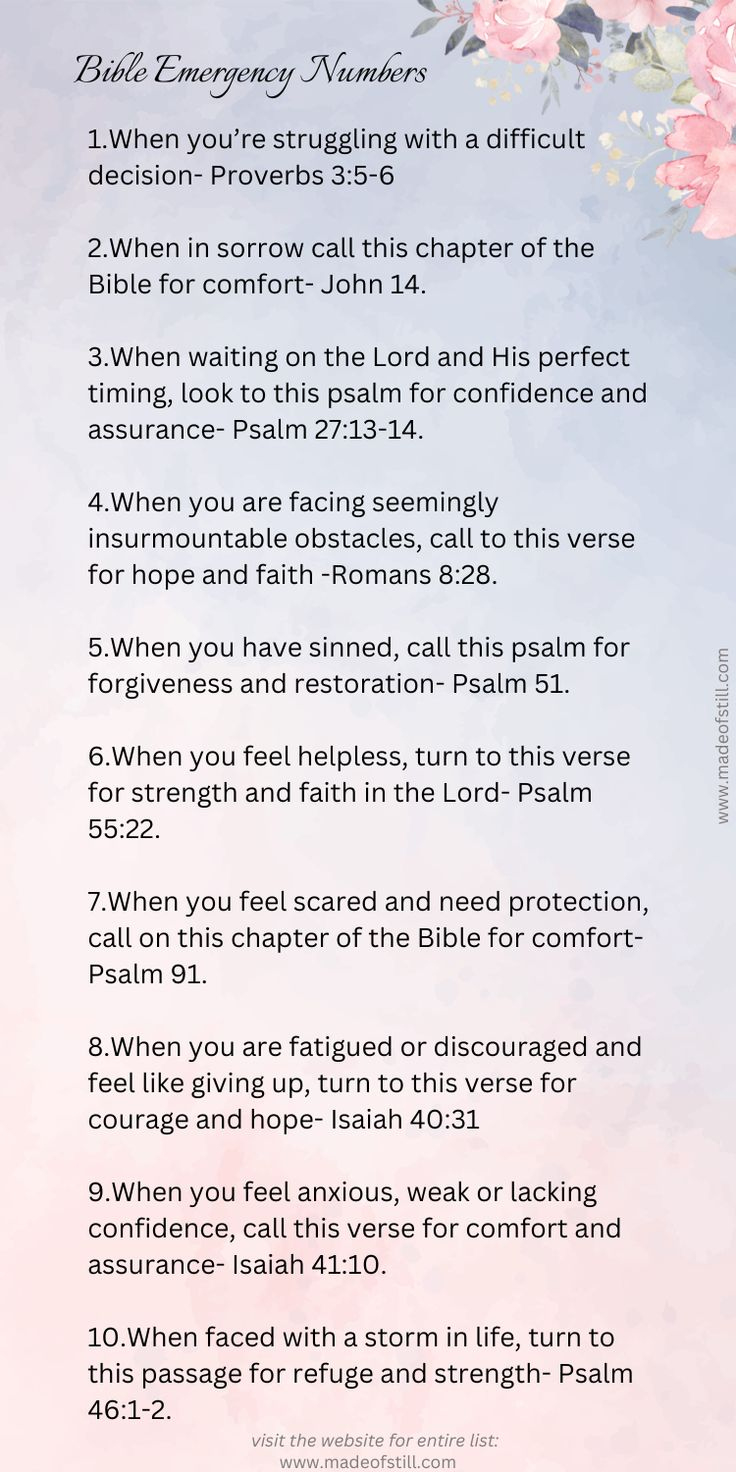 Bible Emergency Numbers Printable for Free Printable Bible Emergency Numbers