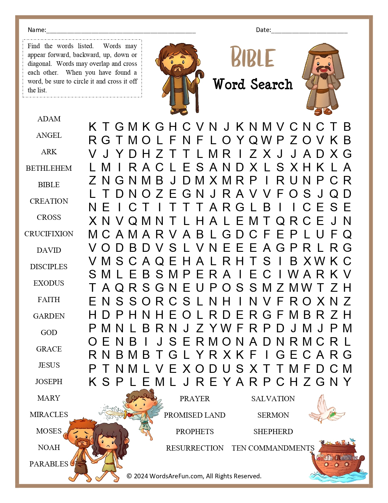 Bible Word Search For Kids with Free Printable Bible Crossword Puzzles For Youth