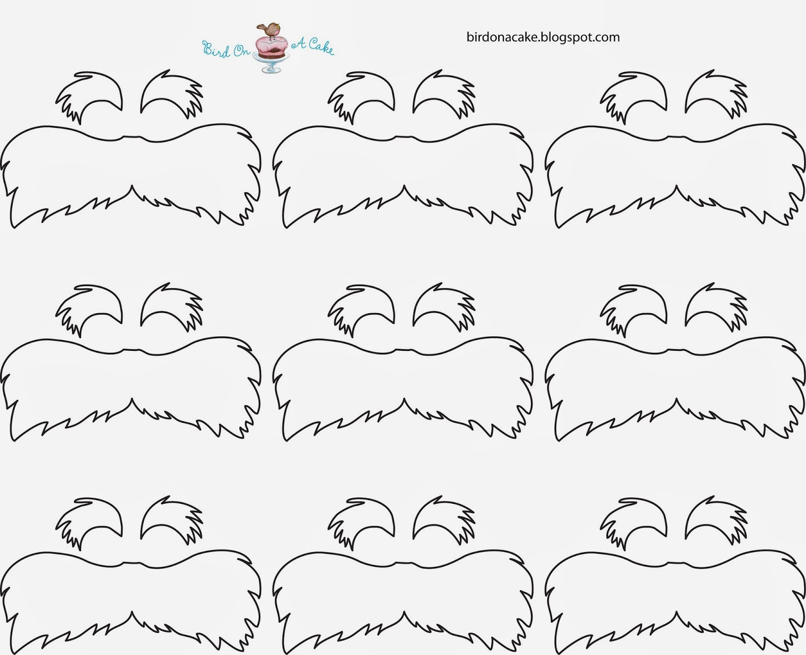 Bird On A Cake: February 2014 inside Free Printable Lorax Mustache