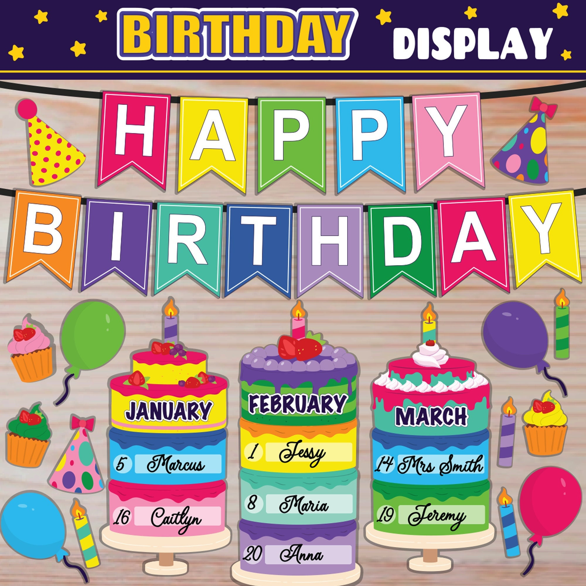 Birthday Display Classroom Decor | Printable | With Birthday pertaining to Birthday Bulletin Board Printable
