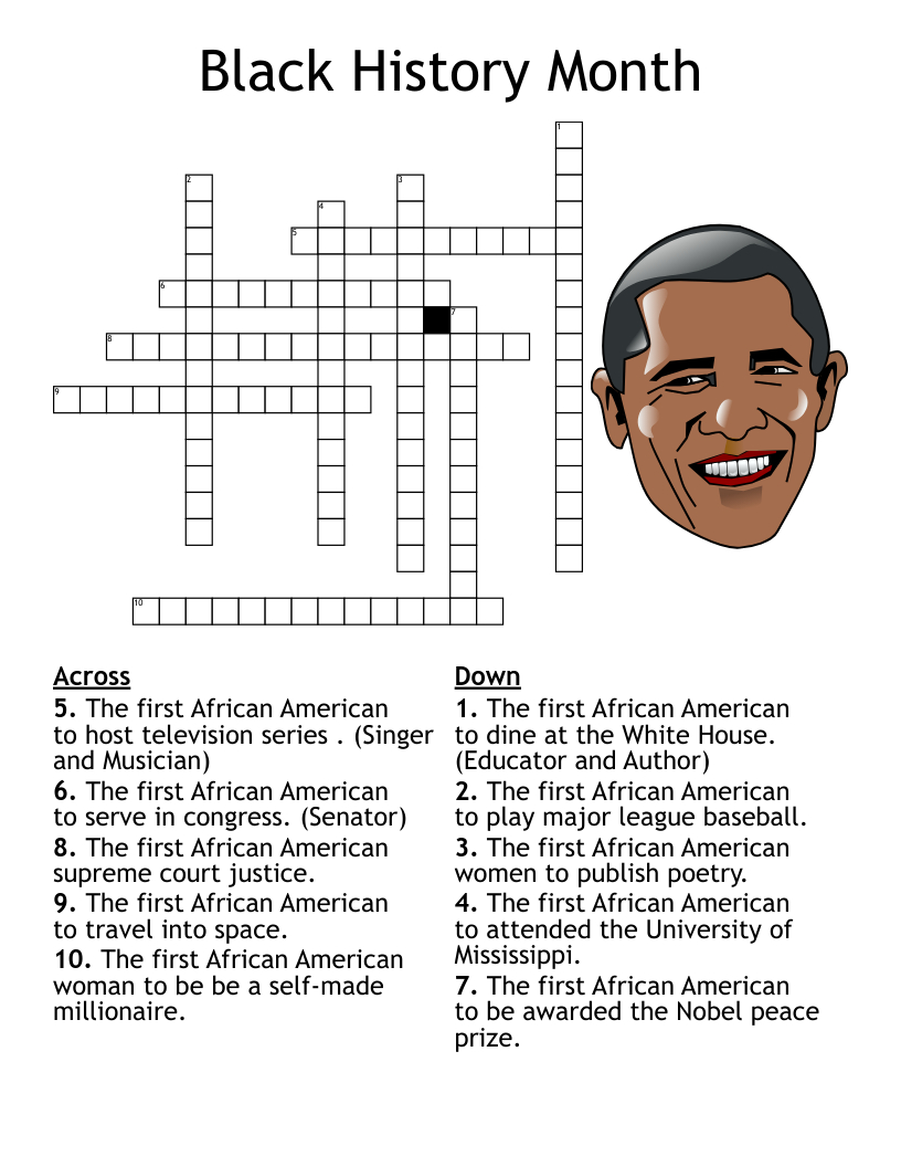 Black History Month Crossword - Wordmint intended for Black History Month Crossword Puzzles Printable