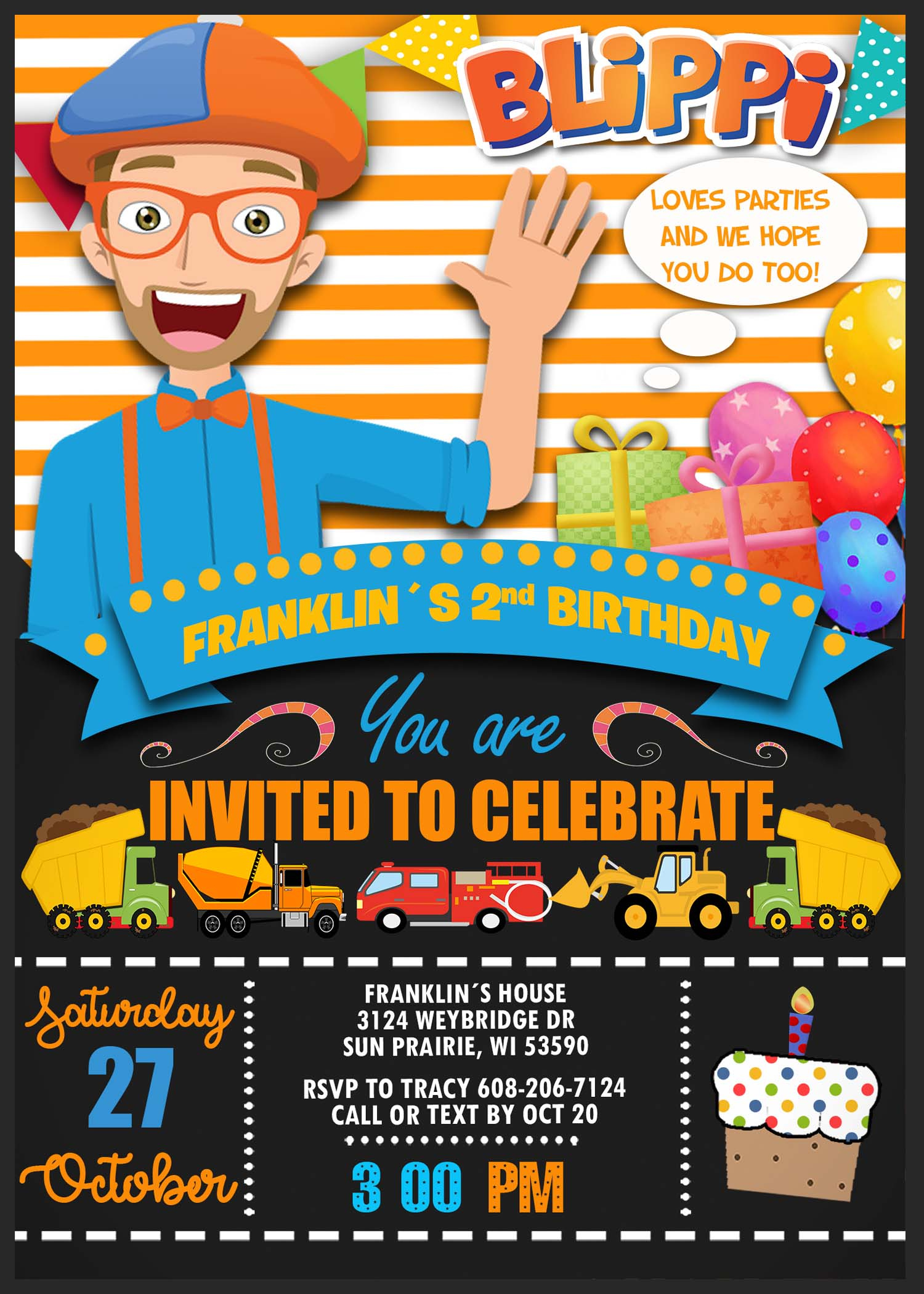 Blippi Birthday Party Invitation 2 | Fantastic Invite in Free Printable Blippi Birthday Invitations