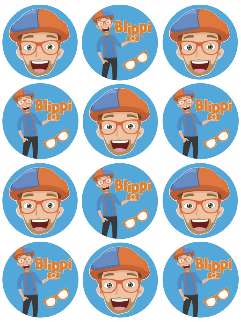 Blippi Edible Cupcake Topper 4Cm Round Uncut Images Decoration regarding Blippi Cake Topper Printable