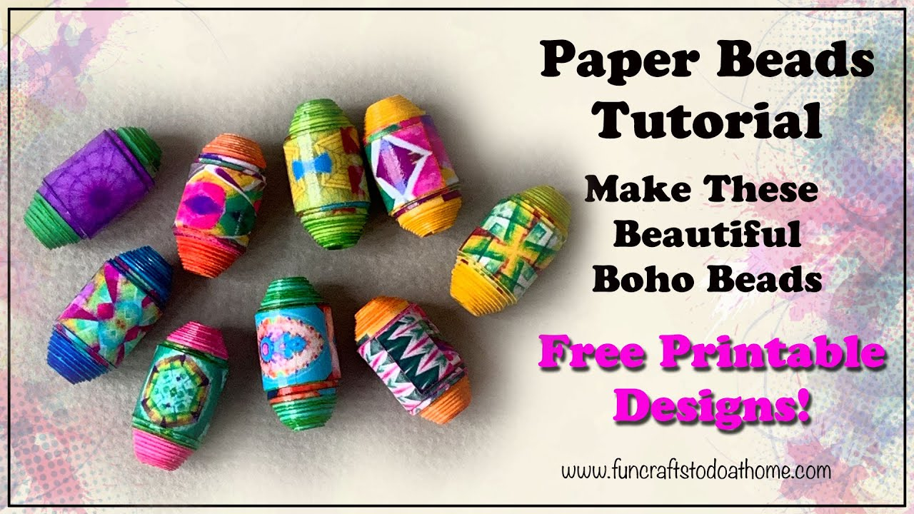 Boho Paper Beads - Hot Colours - Free Printables! Make These Paper Beads With Me. in Free Printable Paper Bead Patterns