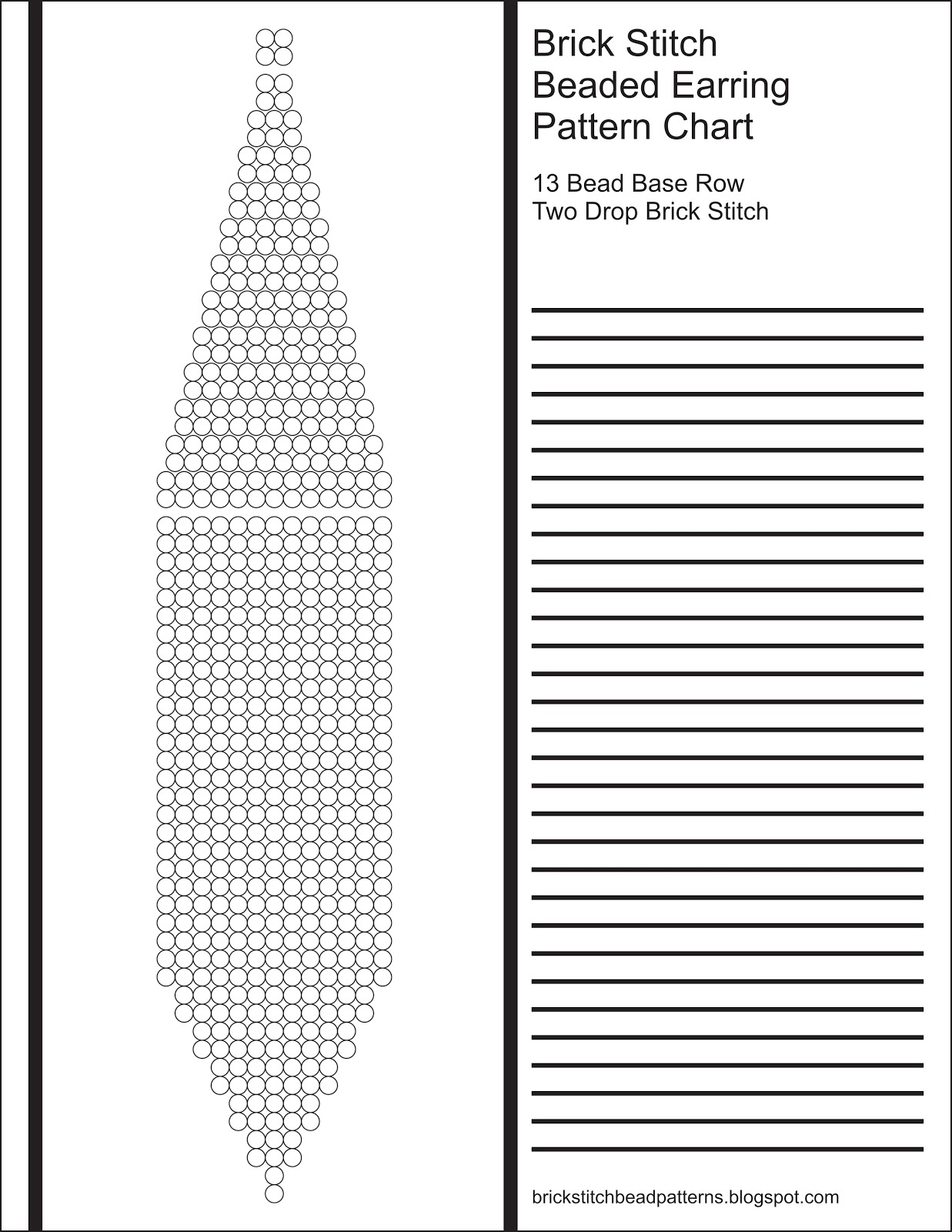 Brick Stitch Bead Patterns Journal: 13 Bead Base Row 2 Drop Blank within Free Printable Brick Stitch Graph Paper