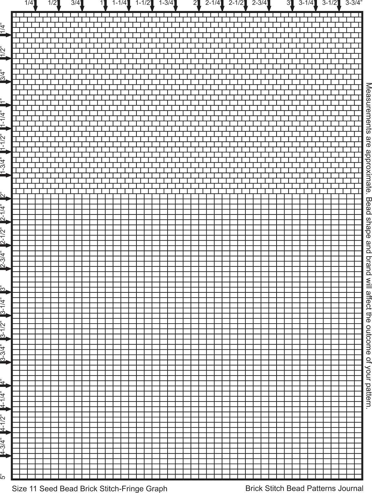 Brick Stitch Bead Patterns Journal: Size 11 Seed Bead Graph Paper intended for Free Printable Brick Stitch Graph Paper
