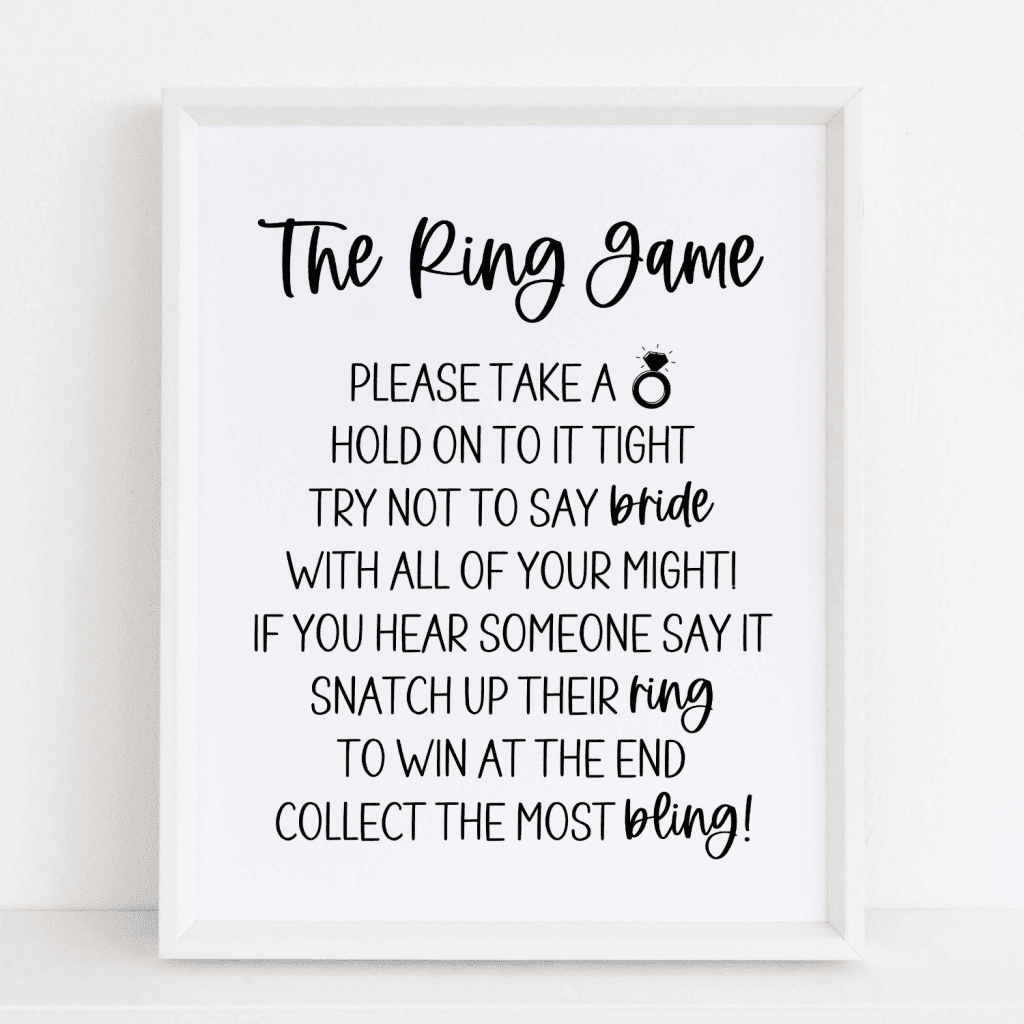 Bridal Shower Ring Game: How To Play + Printable Signs | Modern Moh throughout Bridal Shower Ring Game Free Printable
