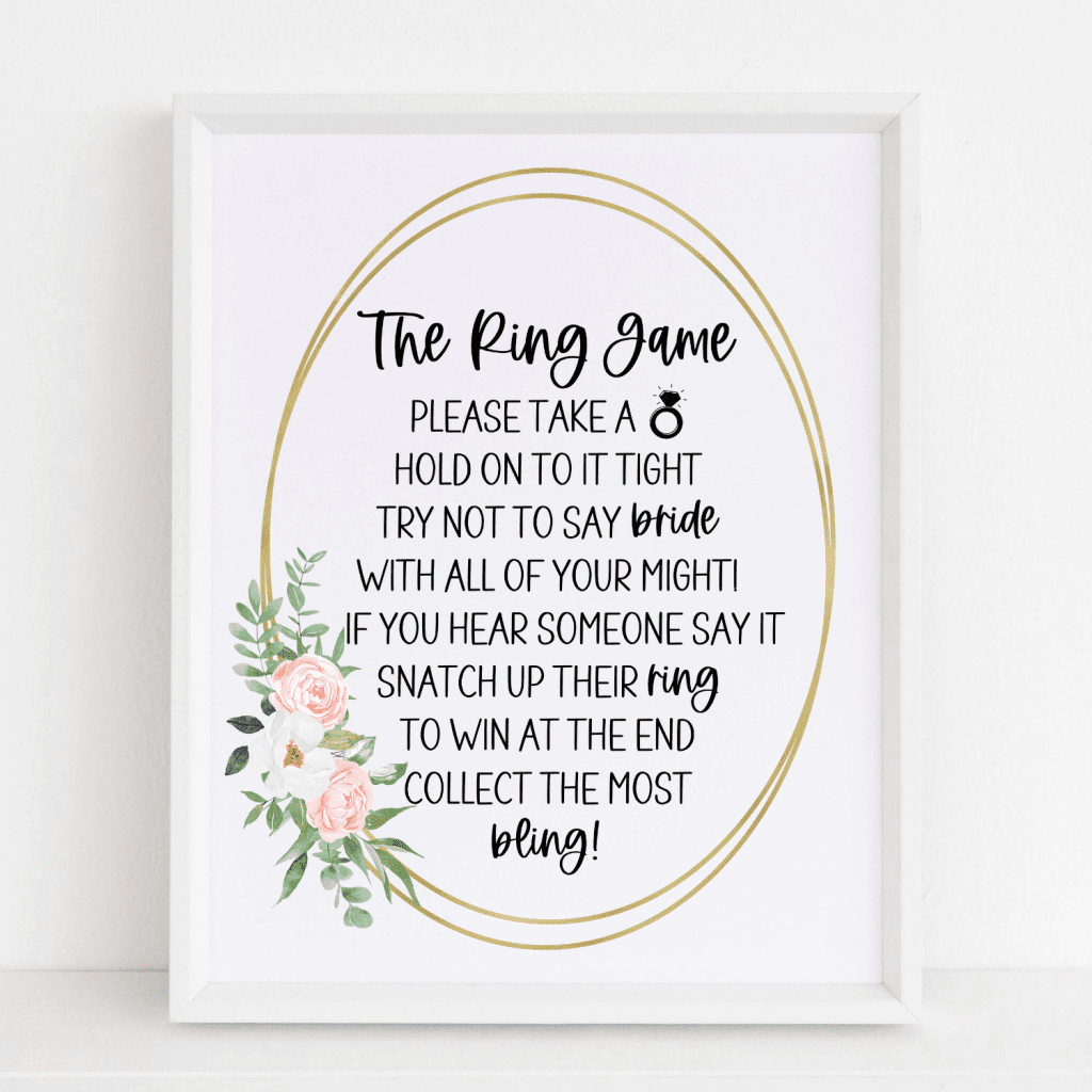 Bridal Shower Ring Game: How To Play + Printable Signs | Modern Moh with Bridal Shower Ring Game Free Printable