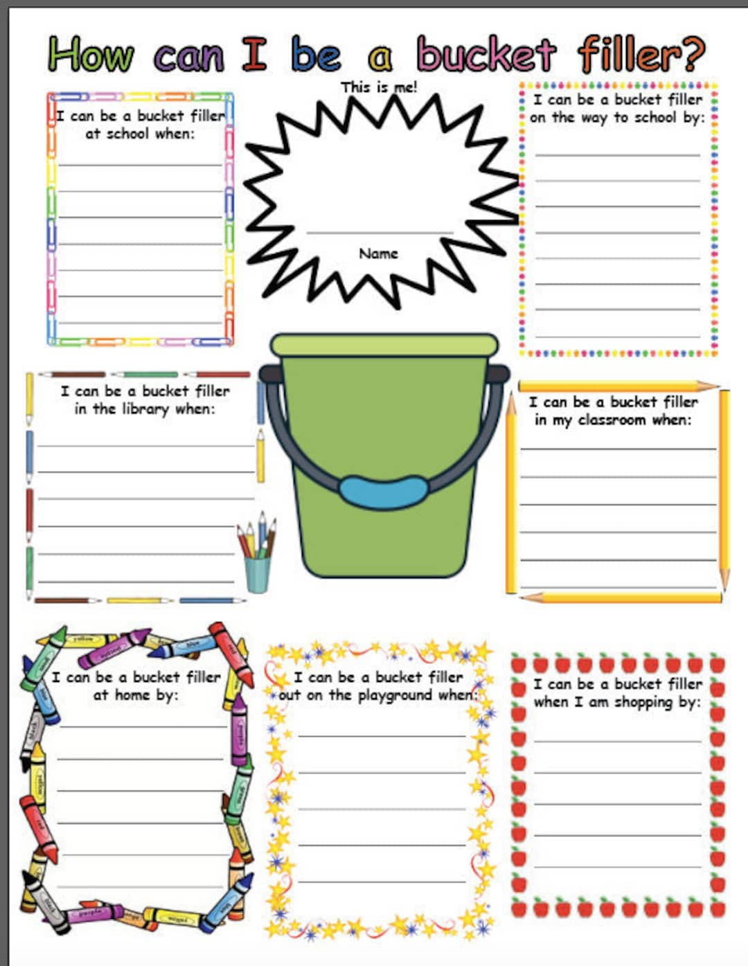 Bucket Filler Teacher Printable - Etsy Uk within Free Printable Bucket Filler Template Printable