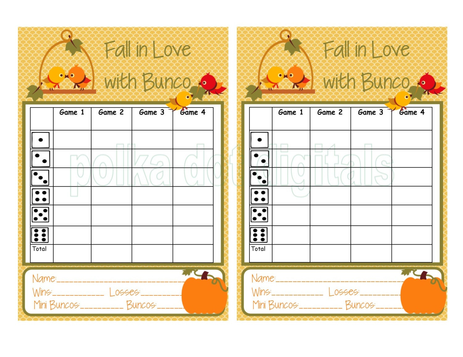 Buy 2 Get 1 Free Complete Set Fall In Love With Bunco Score Card with Free Printable Bunco Score Sheets Fall
