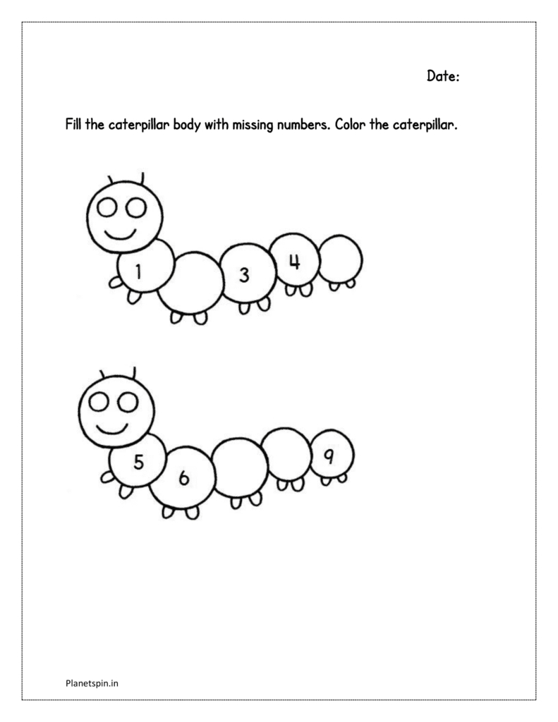 Caterpillar Missing Numbers Worksheet | Planetspin.in pertaining to Caterpillar Missing Number Worksheet