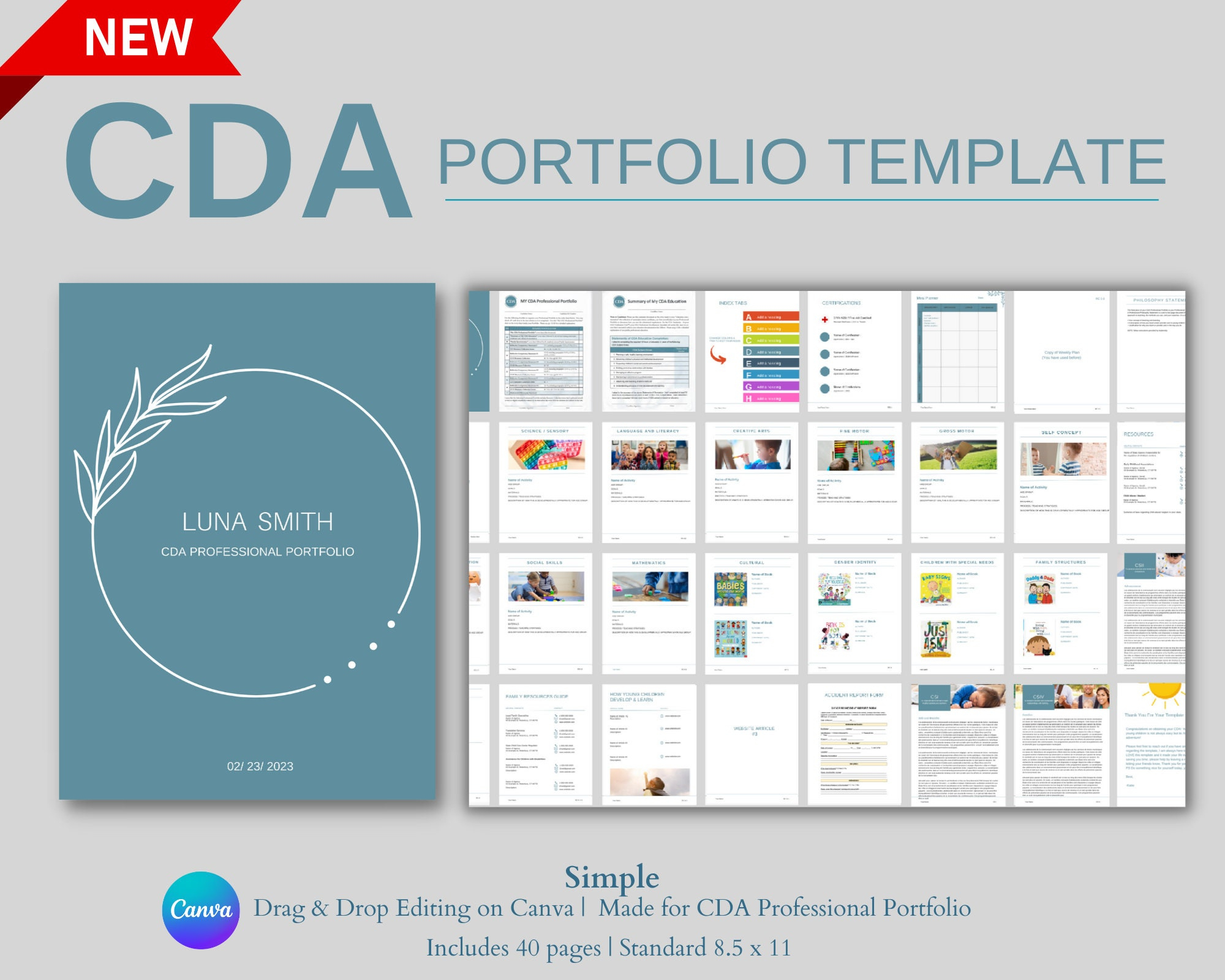 Cda Portfolio Template, Cda Portfolio, Teaching Portfolio, Early throughout Free Printable Teacher Cda Portfolio Cover Template