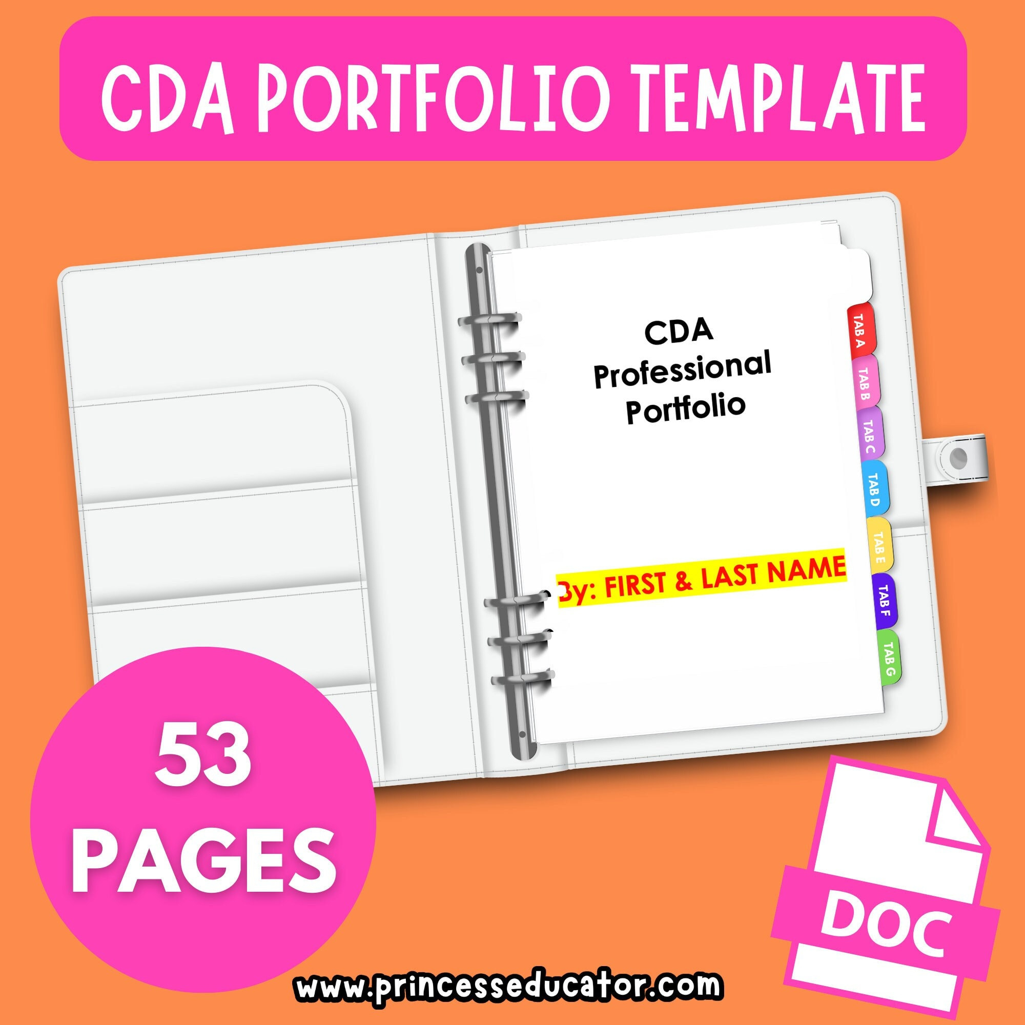 Cda Portfolio Template (Child Development Associate) - Etsy inside Free Printable Teacher Cda Portfolio Cover Template