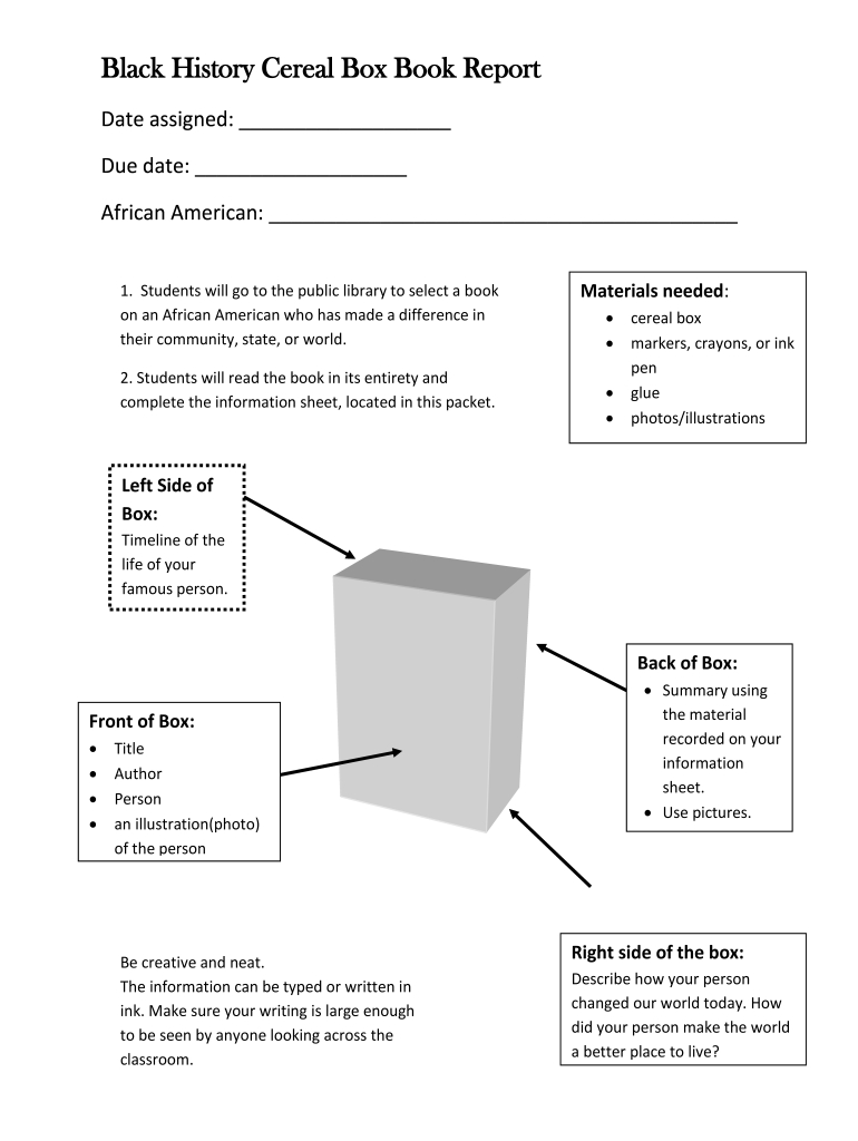 Cereal Box History Project - Fill Online, Printable, Fillable in Printable Cereal Box Book Report Template Free