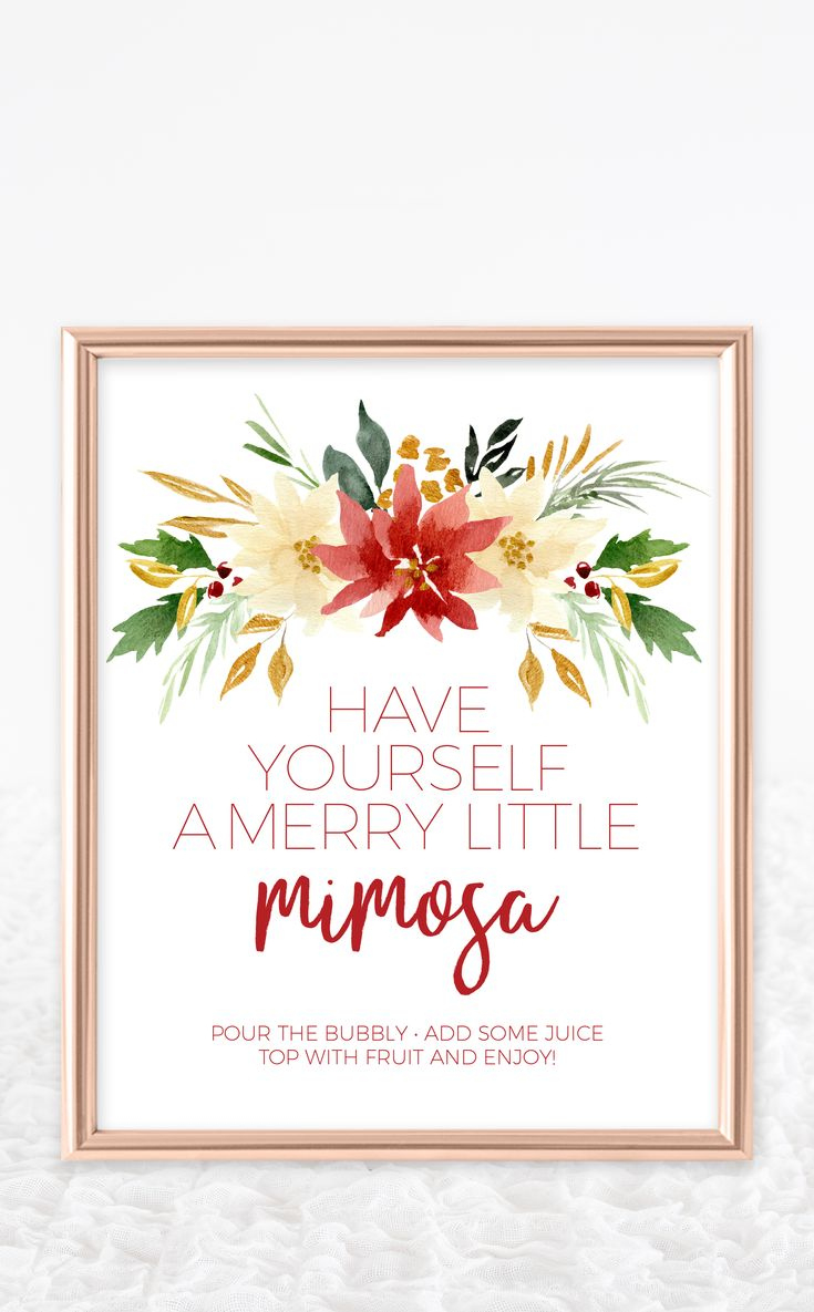Christmas Mimosa Bar Sign And Juice Labels pertaining to Mimosa Bar Sign Printable