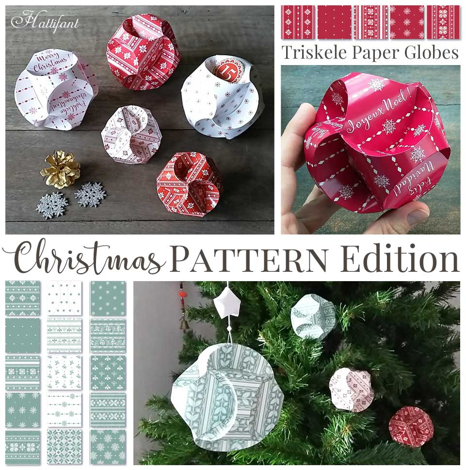 Christmas Pattern Edition - Triskele Paper Globes - Hattifant inside Printable Triskele Paper Globes Template Free