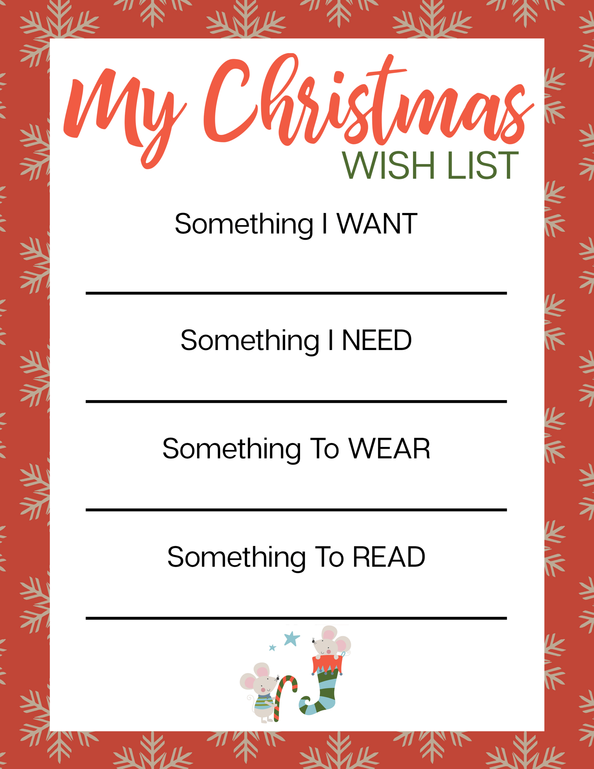 Christmas Wish List - Template - Las Vegas Fit Mom in Something You Want Something You Need Printable