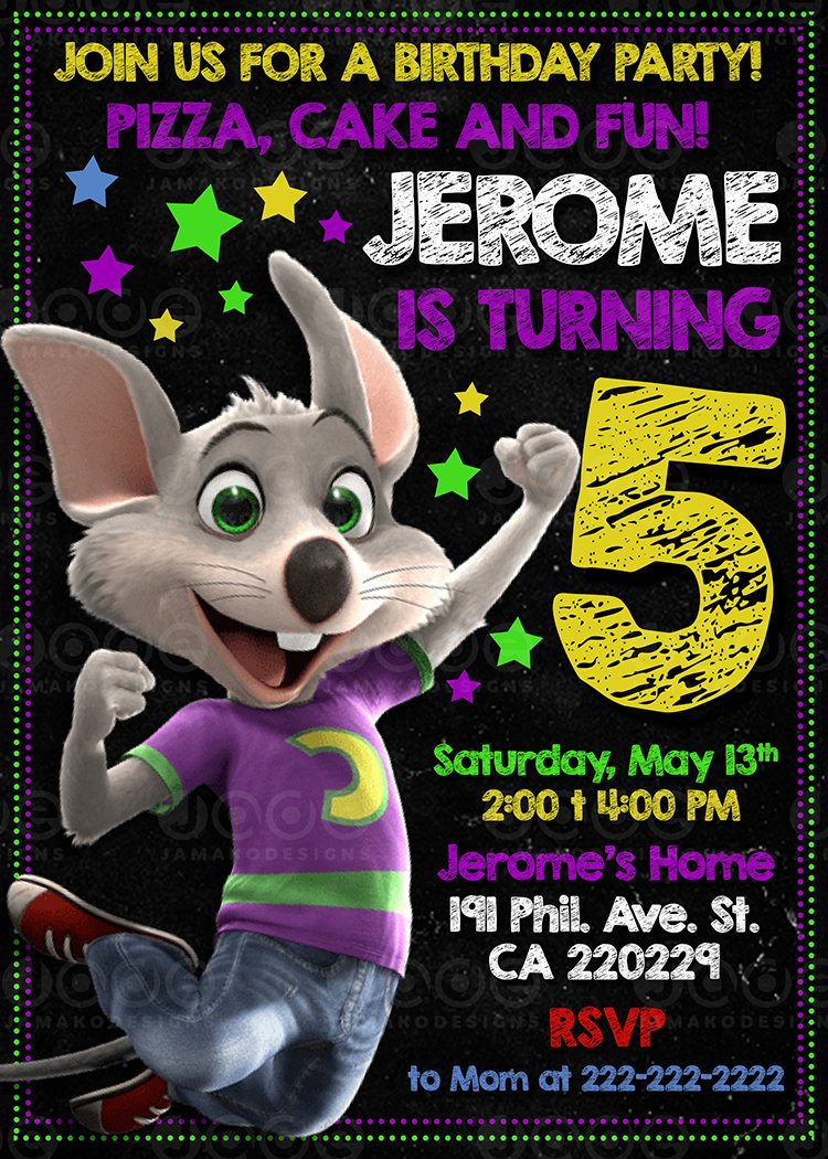 Chuck E Cheese Birthday Invitation Personalized And Printable intended for Free Chuck E Cheese Invitations Printable