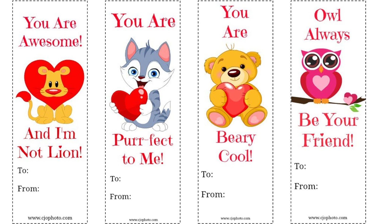 Cjo Photo: Printable Bookmarks: Valentine&amp;#039;S Day Bookmark Cards in Free Valentine Bookmark Printables