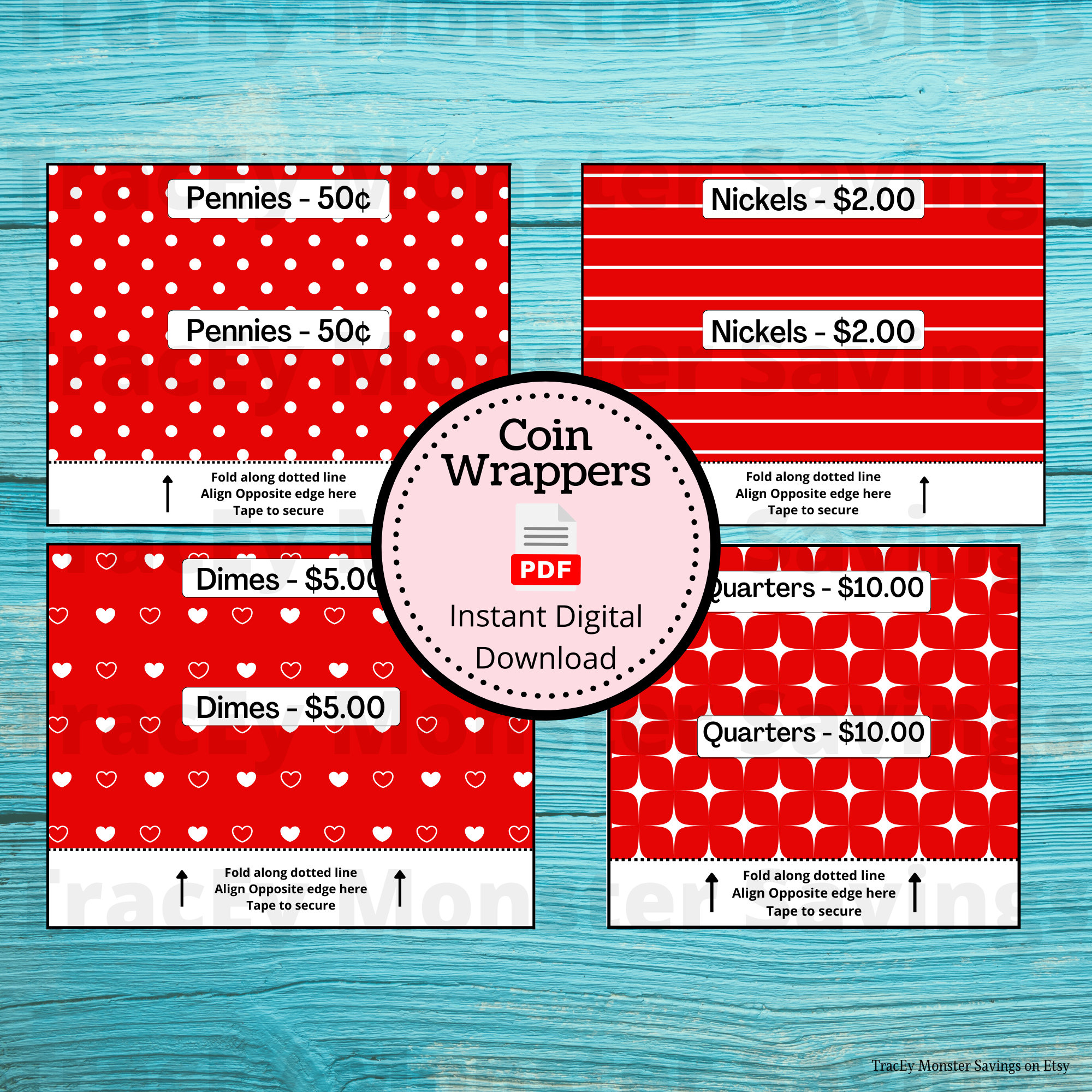 Coin Roll Wrappers For Us Currency - Red | Assembly Required inside Wrapper Template Free Printable Printable Coin Wrappers