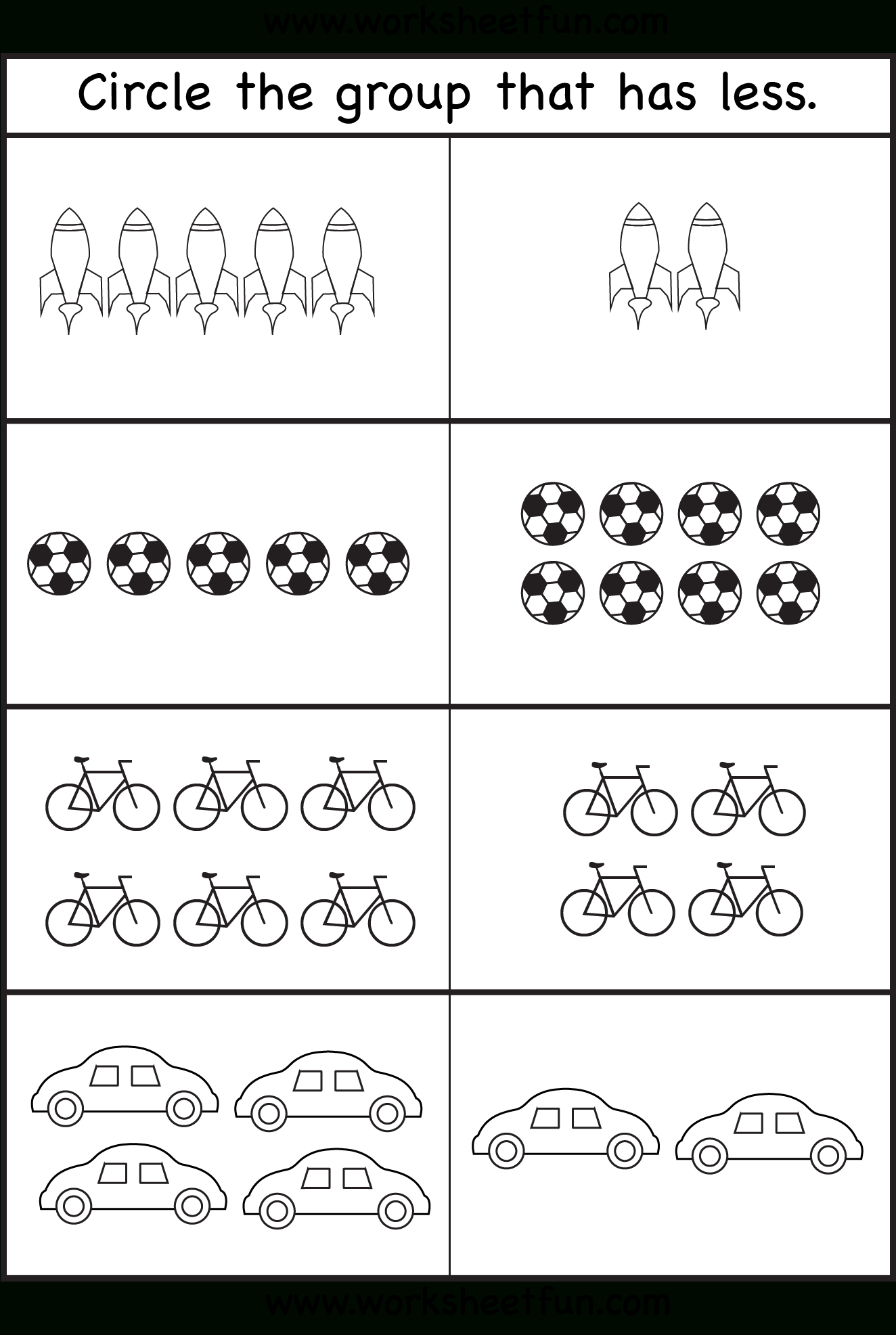 Comparison Worksheets – More Or Less – 2 Worksheets / Free for More Or Less Number Printable Worksheet