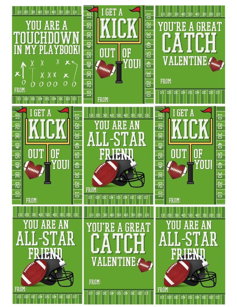 Cool Football Valentine Card Free Printables - Originalmom pertaining to Free Football Valentine Printable