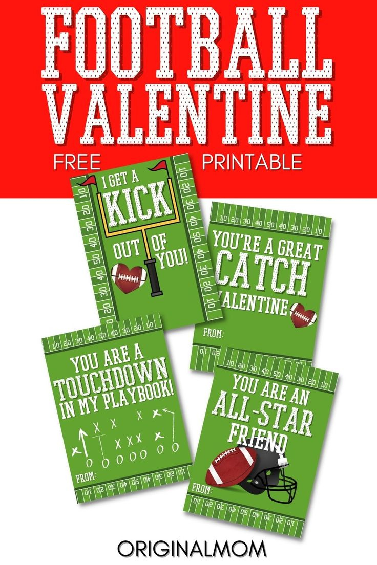 Cool Football Valentine Card Free Printables - Originalmom with regard to Free Football Valentine Printable