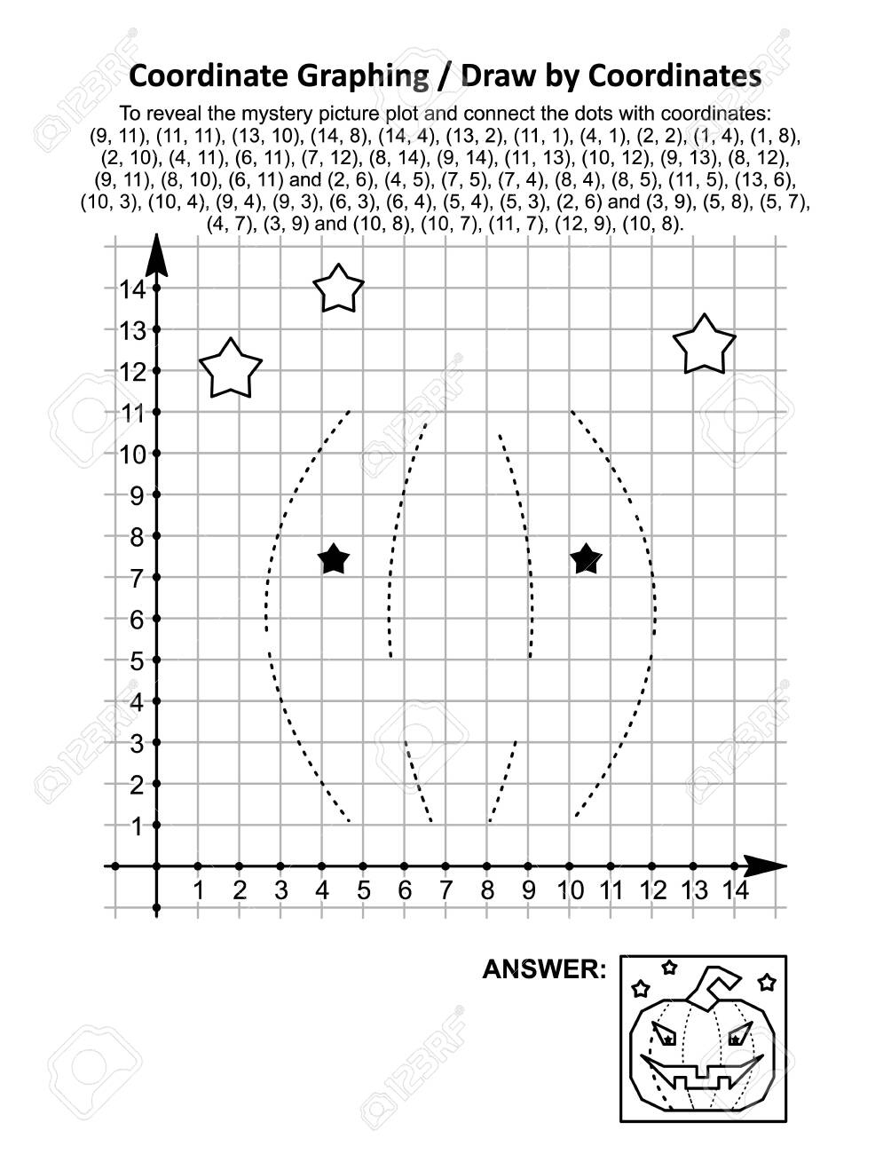 Coordinate Graphing, Or Drawcoordinates, Math Worksheet With regarding Free Printable Coordinate Graphing Pictures Worksheets Halloween