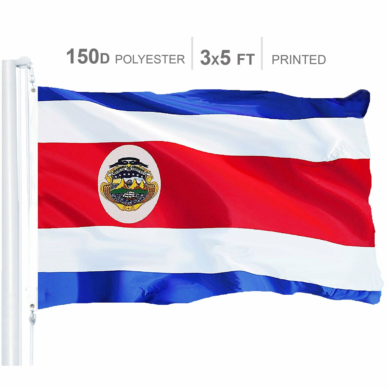 Costa Rica Costa Rican Flag 3X5 Ft Printed 150D Polyesterg128 with regard to Printable Costa Rican Flag