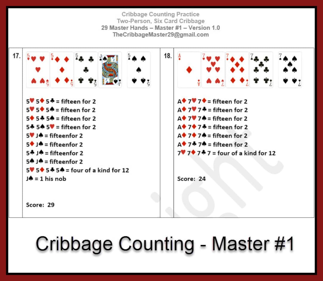Cribbage Counting Master - Practice Master Cribbage Hands - Etsy Uk for Cribbage Score Sheet Printable