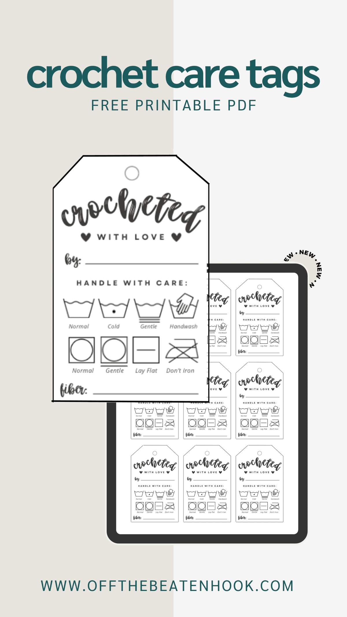 Crochet Care Tags: Free Printable Laundry Instructions with Free Printable Crochet Tags