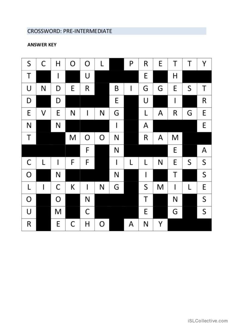 Crossword: Pre-Intermediate: English Esl Worksheets Pdf &amp;amp; Doc with Esl Printable Crosswords