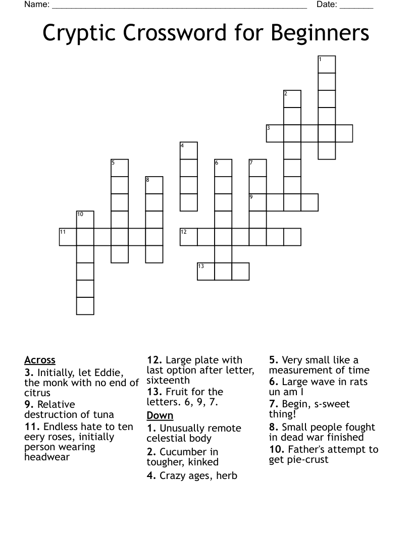 Cryptic Crossword For Beginners - Wordmint regarding Free Cryptic Crosswords Printable