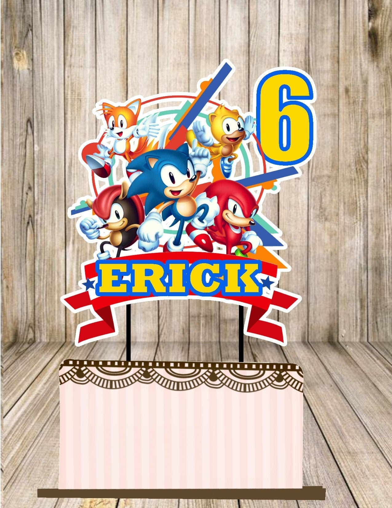 Custom Sonic Cake Topper Printable Digital, Personalized Cake Topper Sonic with Printable Sonic Cake Topper