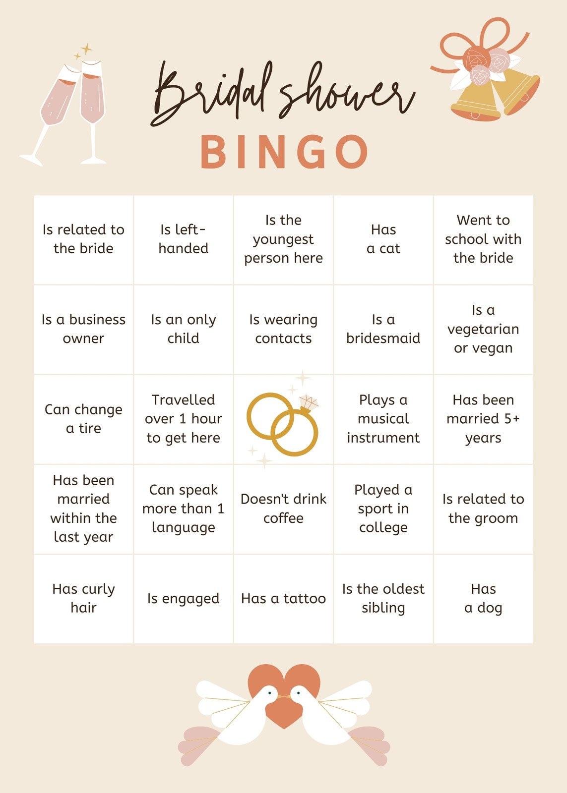 Customize 45+ Bridal Shower Bingo Card Templates Online - Canva for Bridal Shower Bingo Cards Printable Free