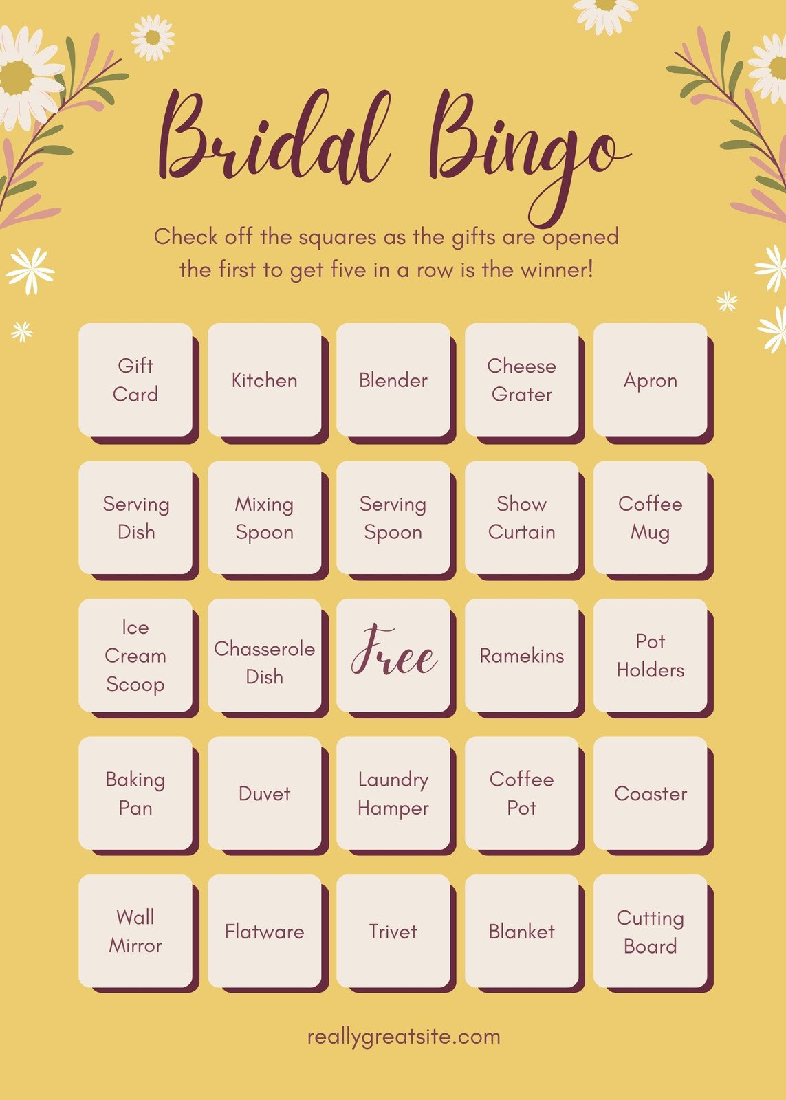 Customize 45+ Bridal Shower Bingo Card Templates Online - Canva inside Bridal Shower Bingo Cards Printable Free