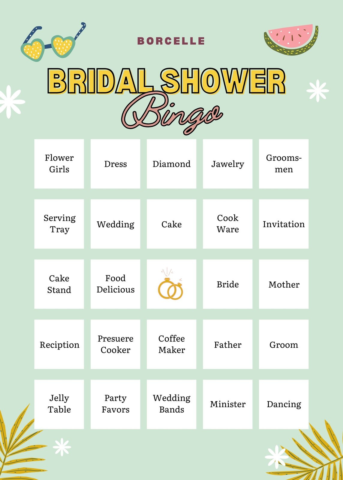 Customize 45+ Bridal Shower Bingo Card Templates Online - Canva throughout Downloadable Template Free Printable Bridal Shower Bingo