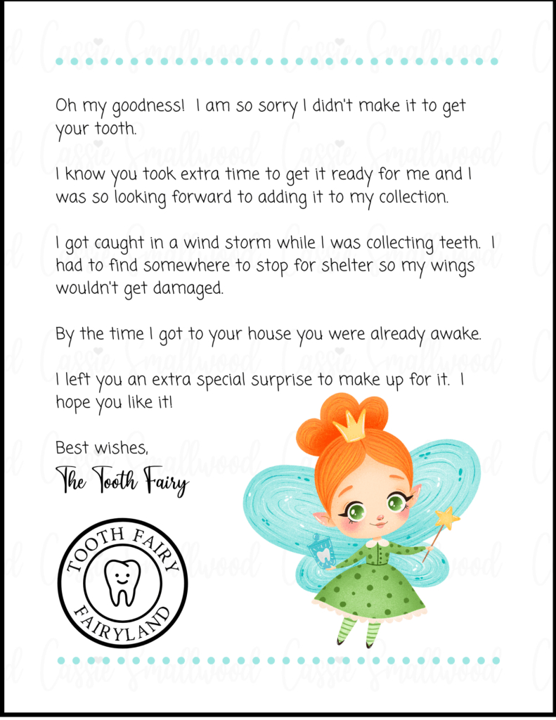 Cute Free Printable Tooth Fairy Letters &amp;amp; Notes - Cassie Smallwood for Letters From the Tooth Fairy Free Printables