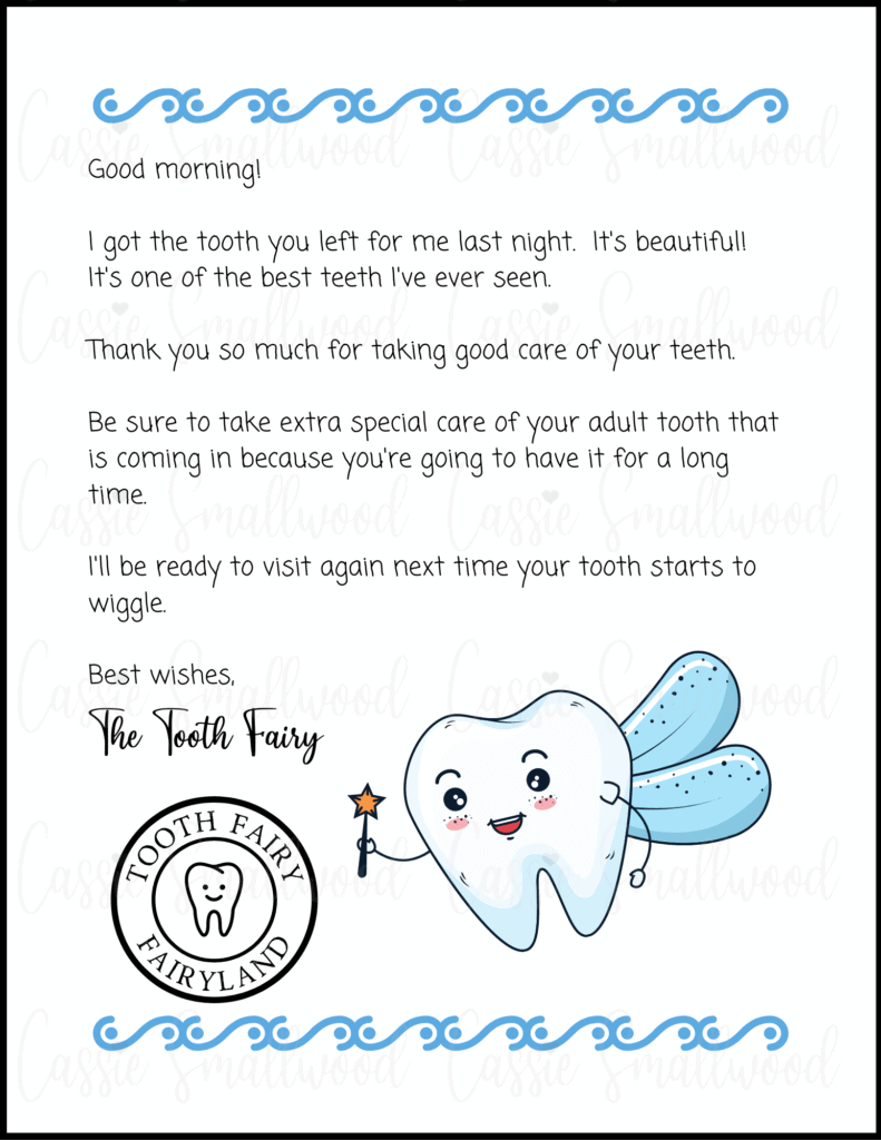 Cute Free Printable Tooth Fairy Letters &amp;amp; Notes - Cassie Smallwood with Letters From The Tooth Fairy Free Printables