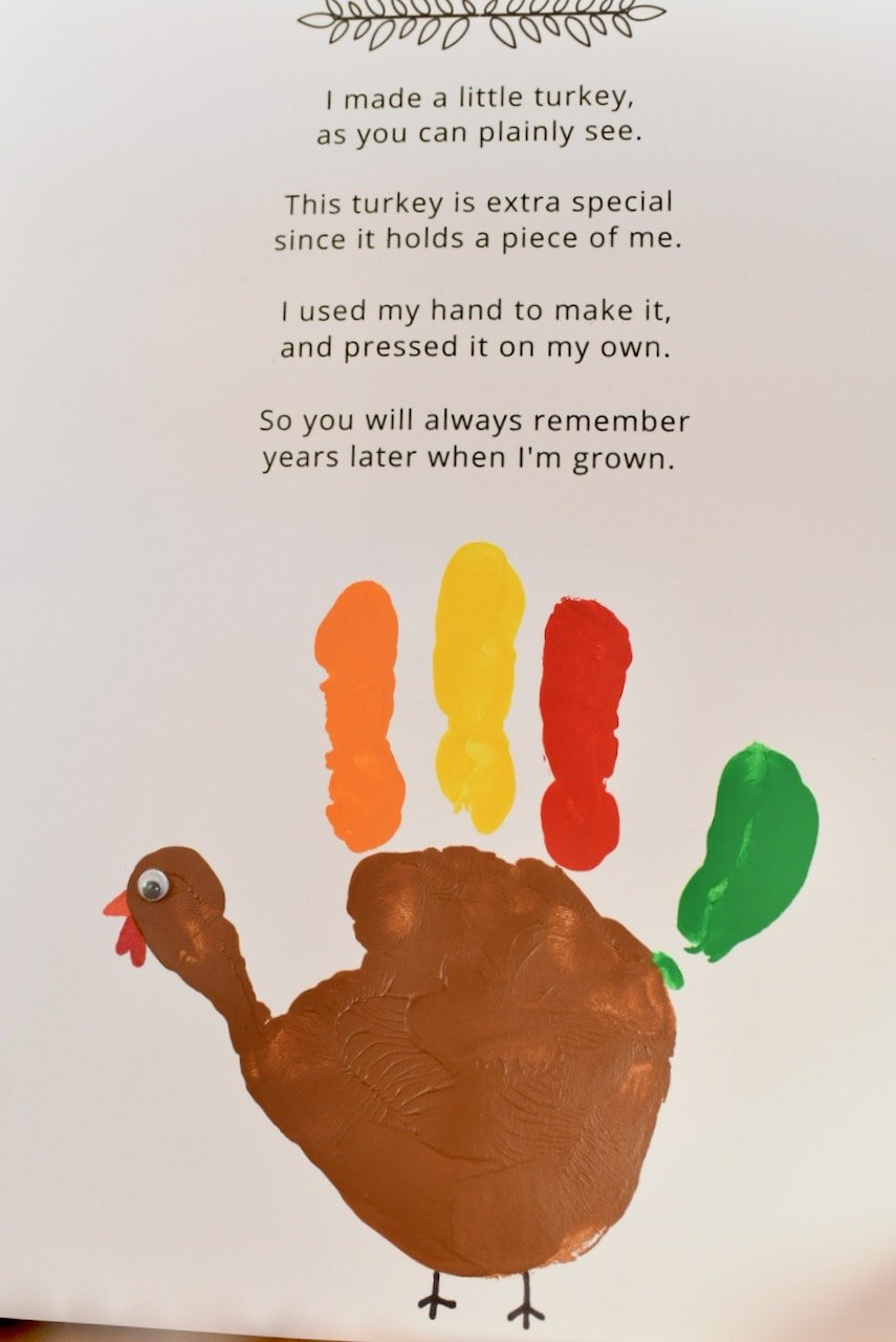 Cutest Turkey Handprint Craft + Poem Printable - Make Life Lovely within Turkey Handprint Poem Free Printable