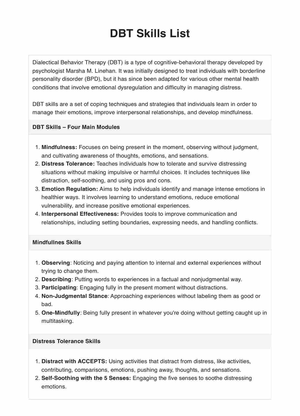 Dbt Skills List And Application | Free Pdf Download in Printable Dbt Skills Cheat Sheet Free