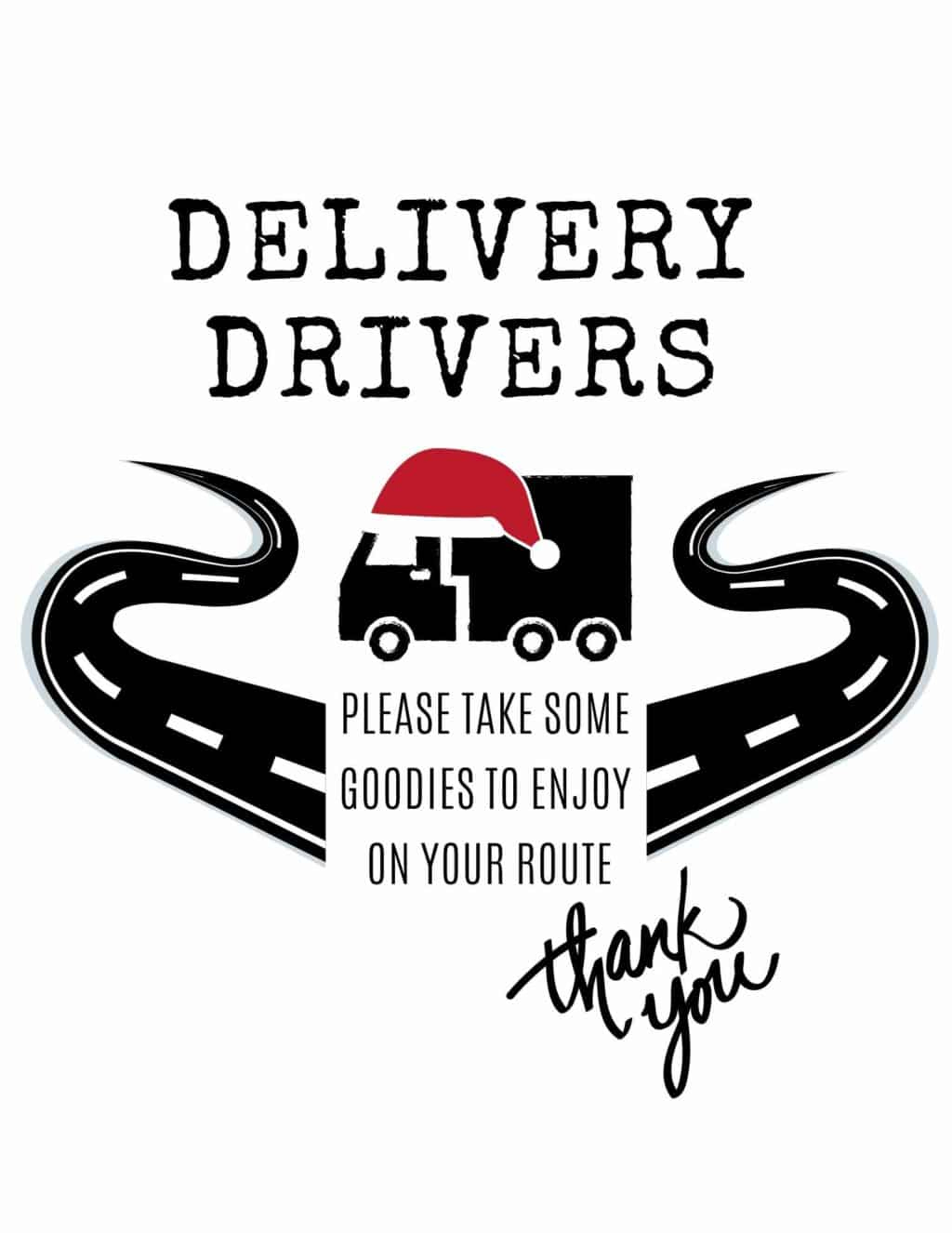 Delivery Driver Snack Sign Printable Free - Printable Party Favors with Delivery Driver Thank You Sign Printable Free