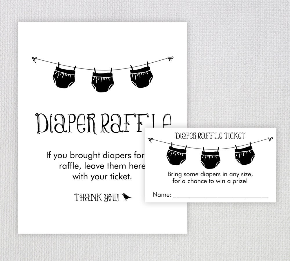 Diaper Raffle Ticket / Instant Download / Baby Shower Printable regarding Free Printable Diaper Raffle Tickets Black And White
